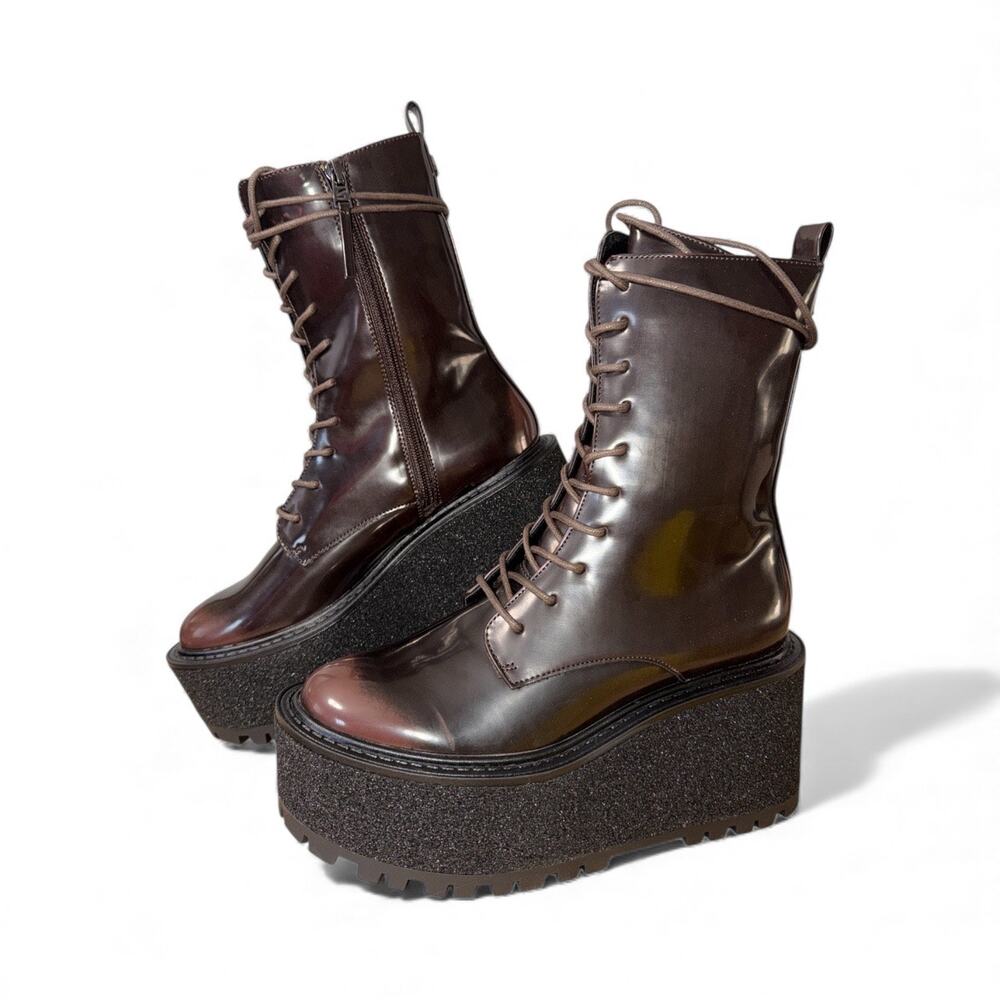 Circus by Sam Edelman SLATER Brown Platform Combat Lace-Up Boots Size 7 NWOB